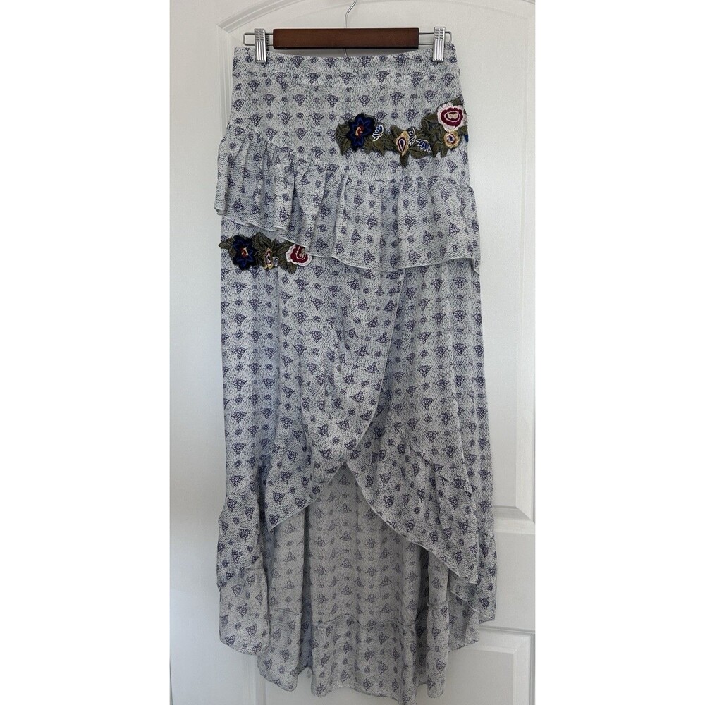 Jaase XL Boho Maxi Skirt Tiered Ruffle Wrap Floral Embroidered Festival Flowy - Picture 2 of 11